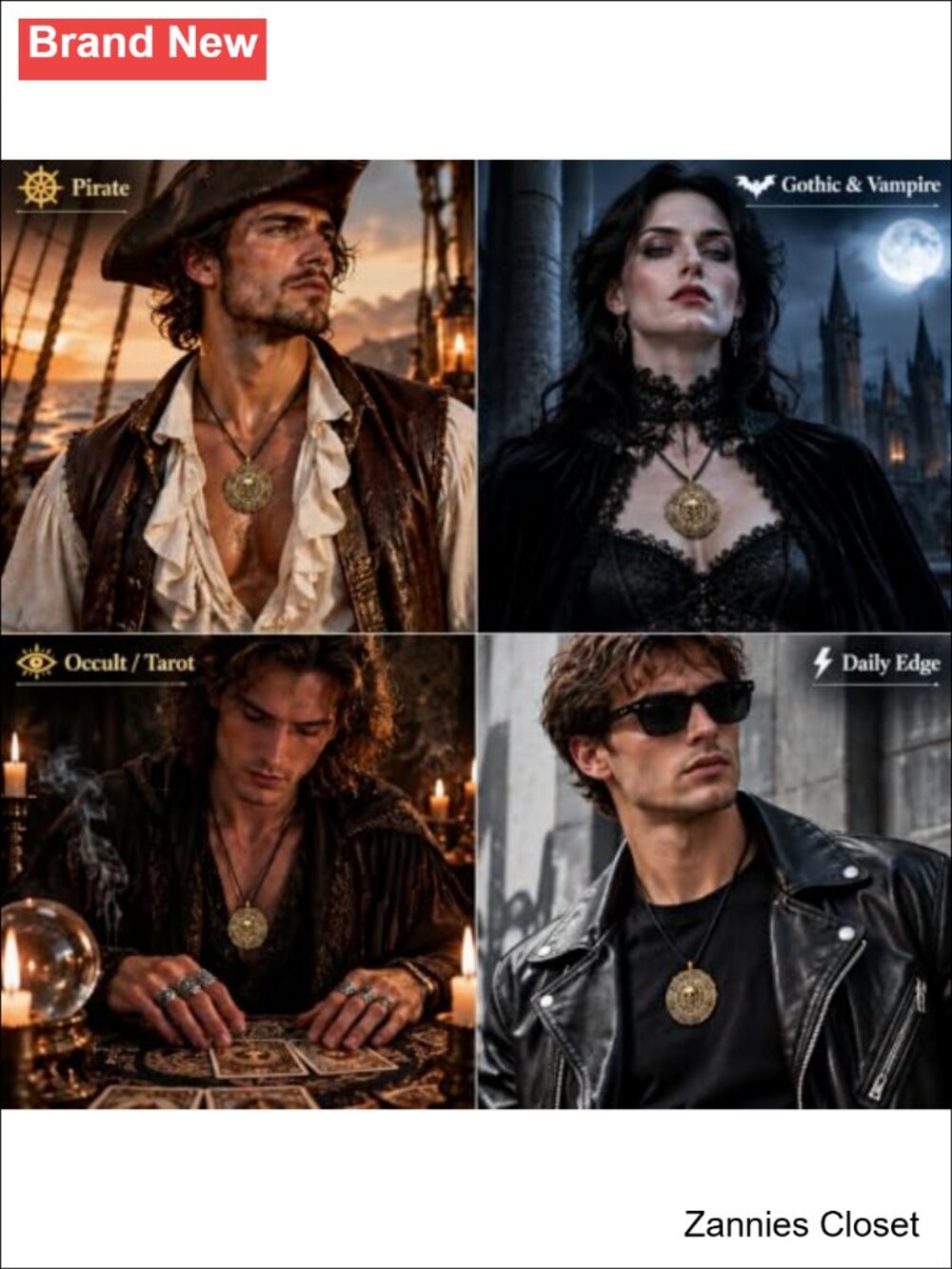 π» Pirate Skull Coin Necklace Halloween Costume Jewelry Men Women - Picture 3 of 6